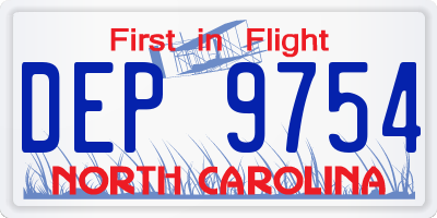 NC license plate DEP9754