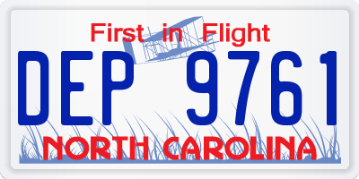 NC license plate DEP9761