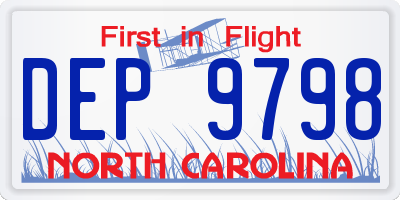 NC license plate DEP9798