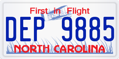 NC license plate DEP9885