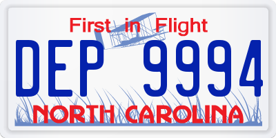 NC license plate DEP9994