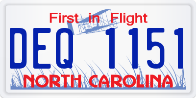 NC license plate DEQ1151