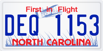 NC license plate DEQ1153