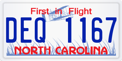 NC license plate DEQ1167