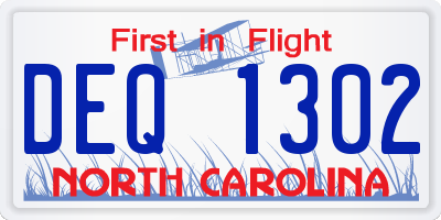 NC license plate DEQ1302