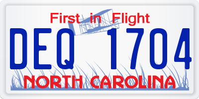 NC license plate DEQ1704