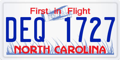 NC license plate DEQ1727