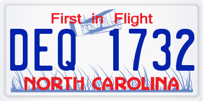 NC license plate DEQ1732