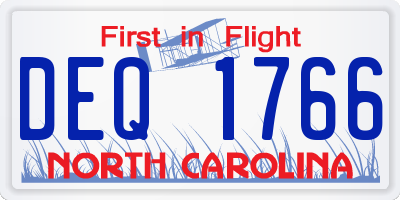 NC license plate DEQ1766
