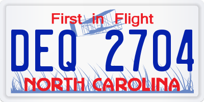 NC license plate DEQ2704