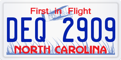 NC license plate DEQ2909
