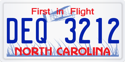 NC license plate DEQ3212