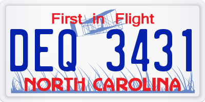 NC license plate DEQ3431