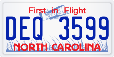 NC license plate DEQ3599