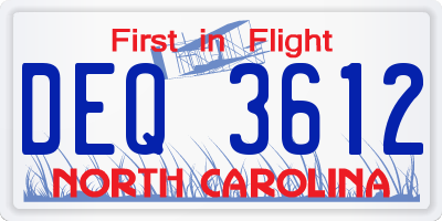 NC license plate DEQ3612