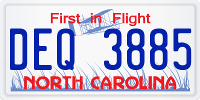 NC license plate DEQ3885