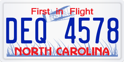 NC license plate DEQ4578
