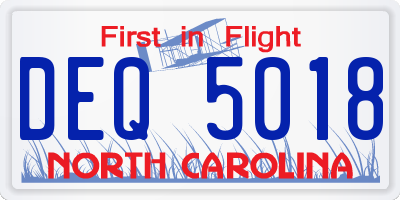 NC license plate DEQ5018