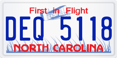 NC license plate DEQ5118
