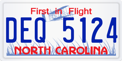 NC license plate DEQ5124