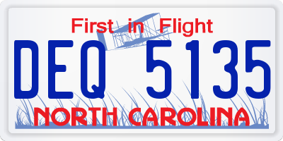 NC license plate DEQ5135
