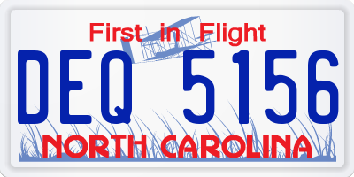 NC license plate DEQ5156