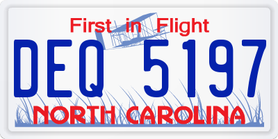 NC license plate DEQ5197