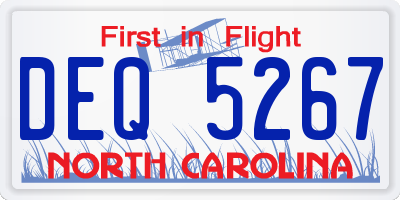 NC license plate DEQ5267