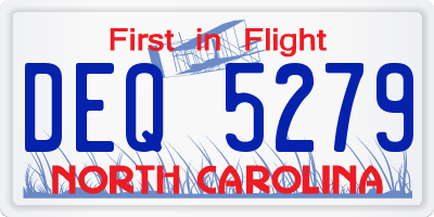 NC license plate DEQ5279