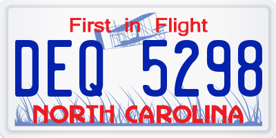 NC license plate DEQ5298