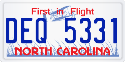 NC license plate DEQ5331