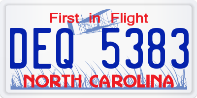 NC license plate DEQ5383