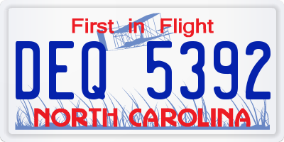 NC license plate DEQ5392