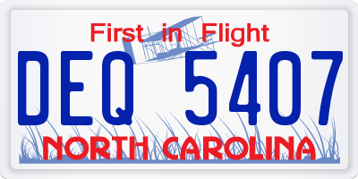 NC license plate DEQ5407