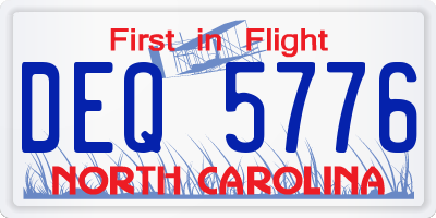 NC license plate DEQ5776