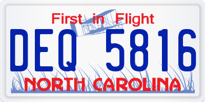 NC license plate DEQ5816