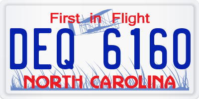 NC license plate DEQ6160