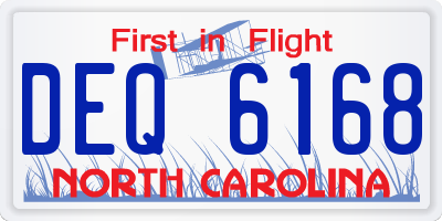 NC license plate DEQ6168