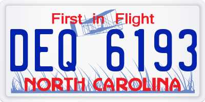 NC license plate DEQ6193