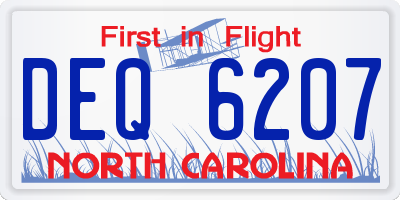 NC license plate DEQ6207