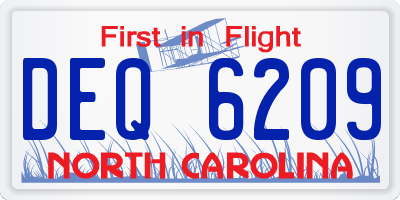 NC license plate DEQ6209