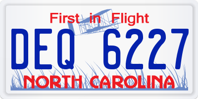 NC license plate DEQ6227