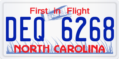 NC license plate DEQ6268