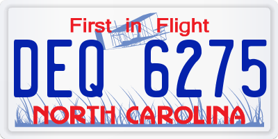 NC license plate DEQ6275