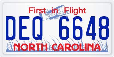 NC license plate DEQ6648