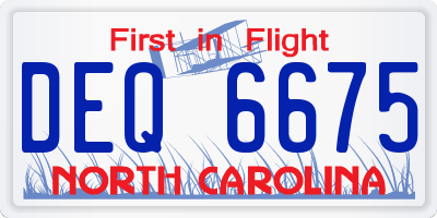 NC license plate DEQ6675