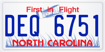 NC license plate DEQ6751