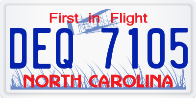 NC license plate DEQ7105