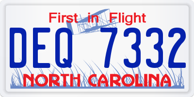 NC license plate DEQ7332