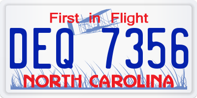 NC license plate DEQ7356